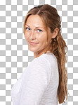 A young woman standing and smiling at the camera isolated on a png background