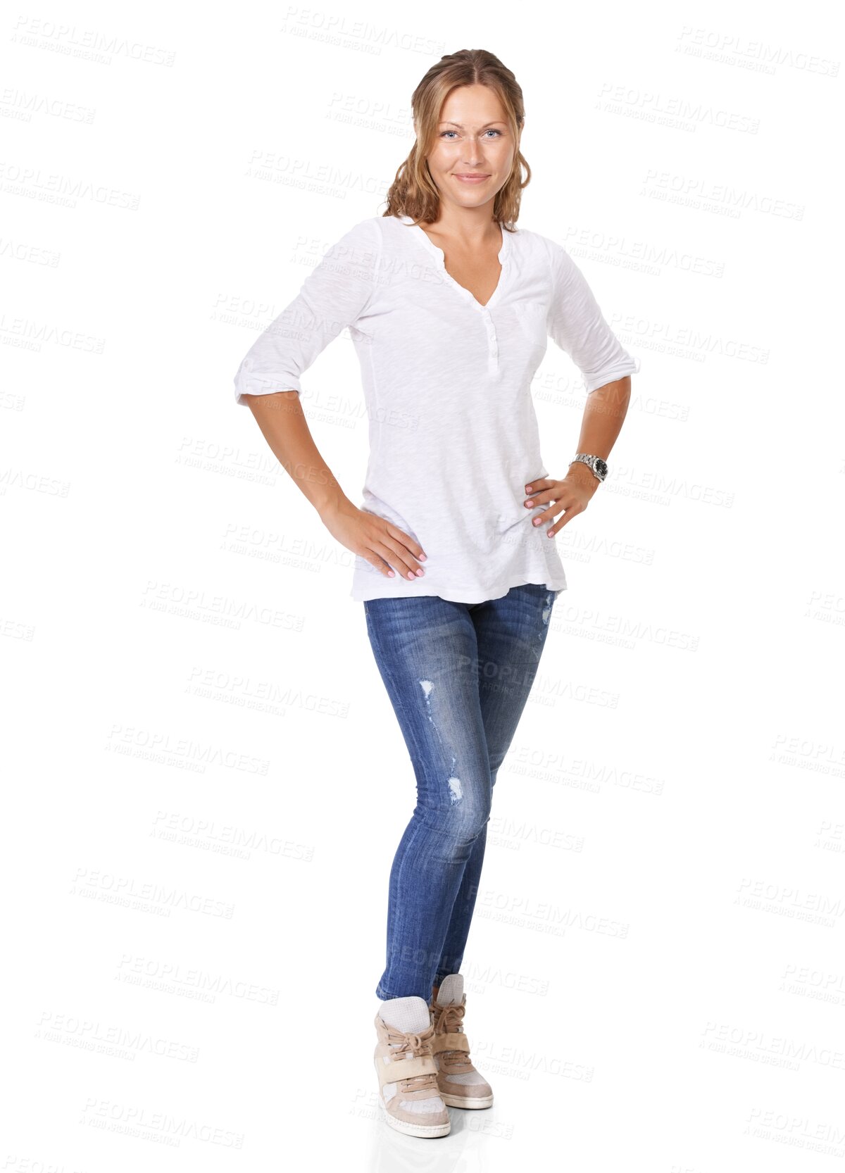 Buy stock photo Trendy, fashion and portrait of woman on transparent background for casual, beauty and confidence. Pride, cool and natural with female person isolated on png for attractive, elegant and style