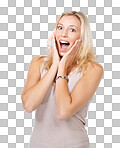 A surprised young beauty isolated isolated on a png background