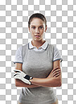 Studio shot of a young golfer isolated on png background