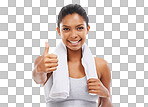 A gorgeous young woman in sportswear giving you the thumb's up isolated on png background