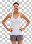 Portrait of a sporty young woman standing against isolated on png background