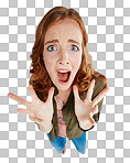 Shot of a young woman looking scared against isolated on png background