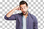 Studio shot of a young man yawning isolated on png background