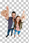 Shot of a couple pointing against a isolated on png background