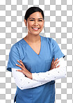 PNG Portrait of a beautiful young doctor standing with arms folded 