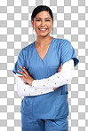 PNG Portrait of a beautiful young doctor standing with arms folded 