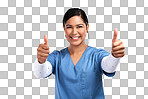 PNG portrait of a young doctor showing a thumbs up sign 