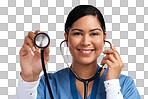 PNG portrait of a young doctor using a stethoscope 