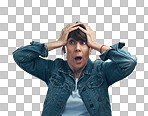 PNG of Studio shot of a senior woman looking shocked.
