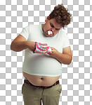 PNG of an overweight man with marshmallows shoved in his mouth