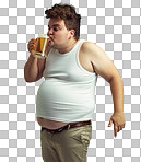 PNG Shot of an overweight man drinking a beer