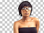 PNG Head and shoulders portrait of a confident african woman wearing spectacles