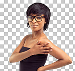 PNG Head and shoulders portrait of a confident african woman wearing spectacles