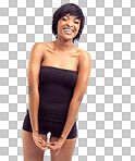 PNG of a beautiful young african woman looking happily at the camera.