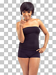 PNG of a sassy african woman looking and pointing at the camera.