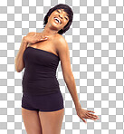 PNG of a beautiful young african woman in a carefree pose.