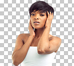 PNG of a gorgeous young african woman posing for a studio beauty shot.