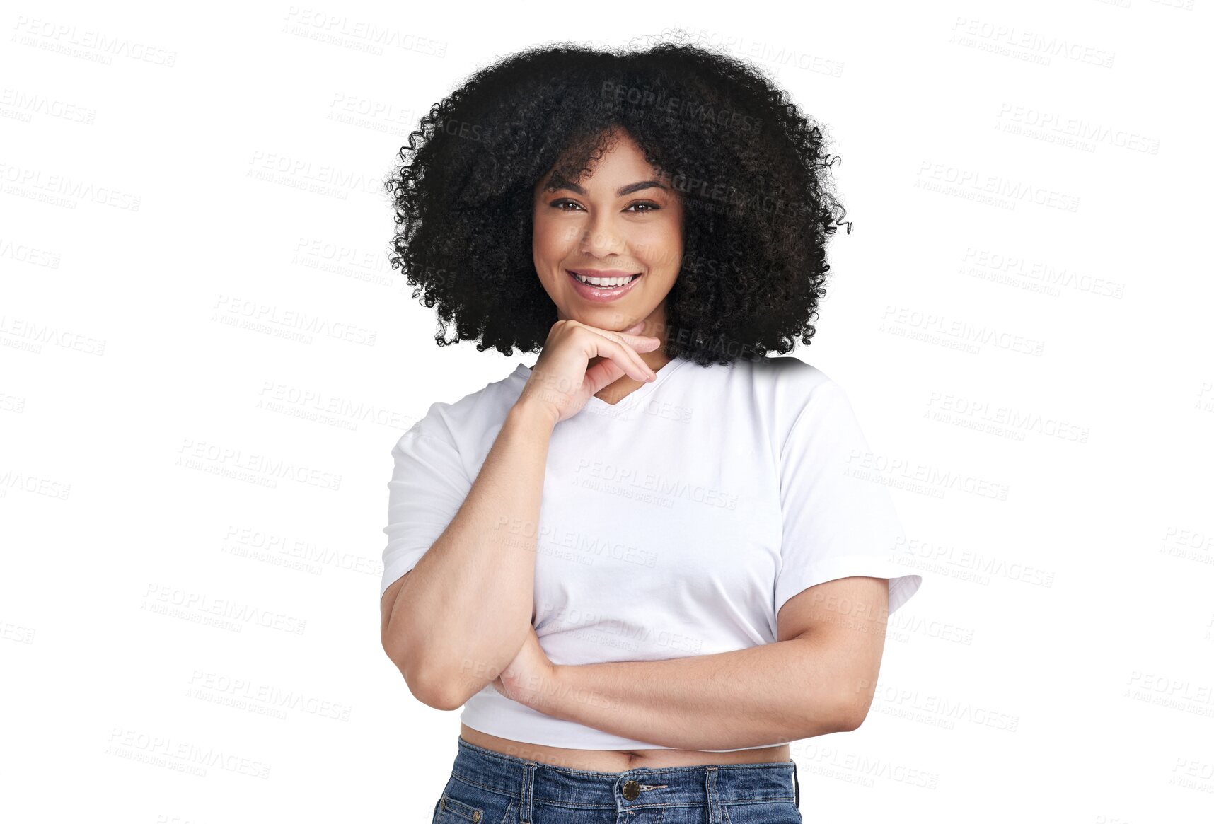 Buy stock photo Beauty, happy and portrait of a young woman with confidence, happiness and positive mindset. Excited, smile and face headshot of a female model from Mexico isolated by a transparent png background.