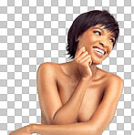 PNG studio shot of a beautiful young woman laughing.