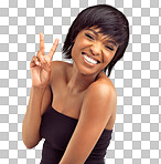 PNG Studio portrait of a beautiful young woman giving the peace sign