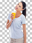 PNG Studio shot of a beautiful young woman enjoying a fruit smoothie