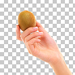 PNG Cropped studio shot of a woman holding a kiwi 