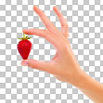 PNG Cropped studio shot of a woman holding a raspberry