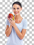 PNG Studio portrait of a beautiful young woman holding a mango 