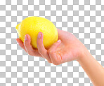 PNG Closeup studio shot of a woman holding a lemon 