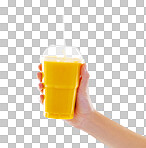 png Closeup studio shot of a woman holding a fruit shake 