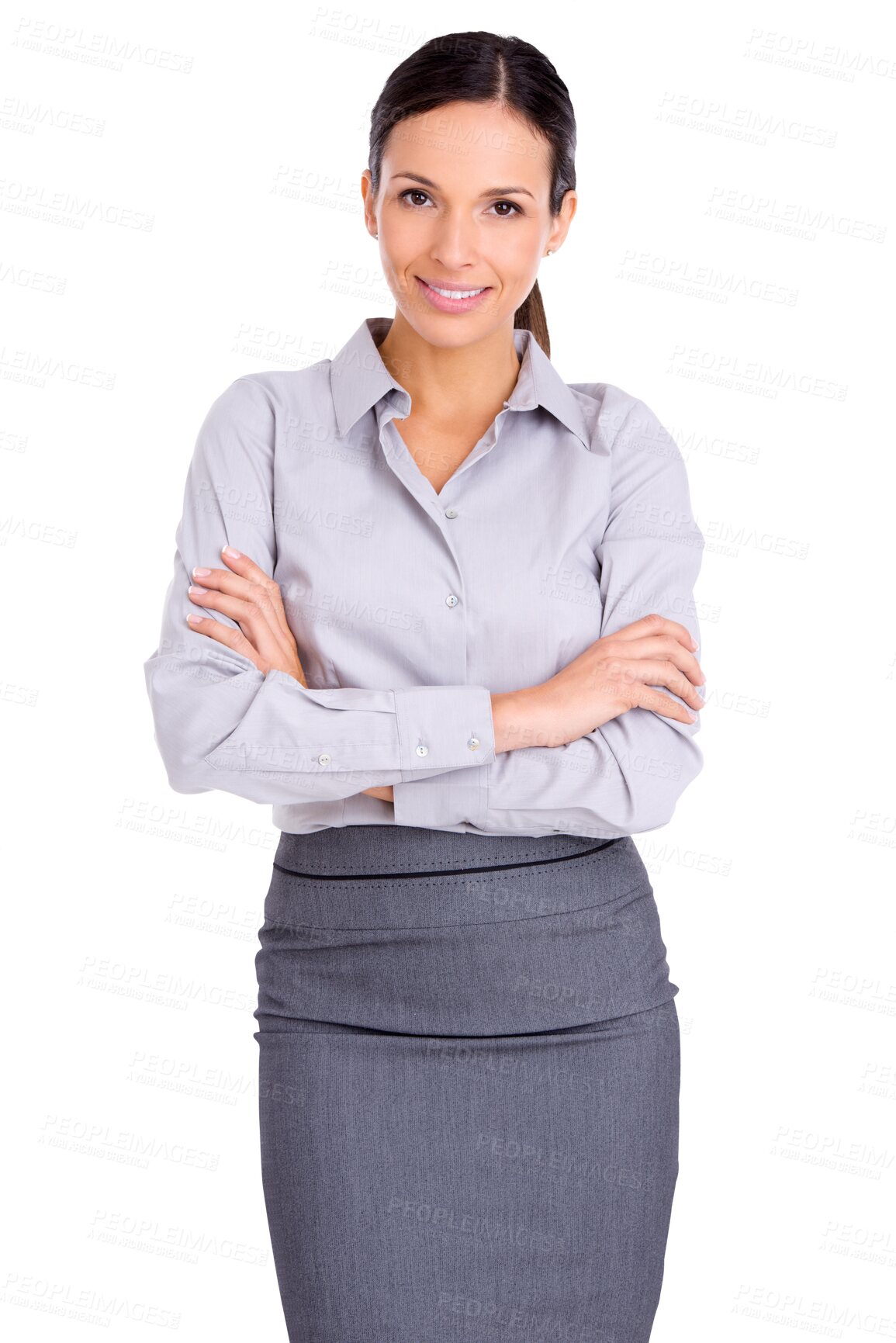 Buy stock photo Business woman, work portrait and arms crossed of professional isolated on a transparent, png background. Corporate, female person and worker with confidence and entrepreneur success from career