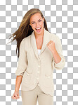 PNG Studio portrait of an attractive young woman  doing a fist pump