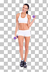 PNG Studio shot of an attractive  young woman lifting dumbbells 