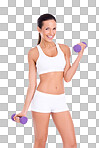 PNG Studio shot of an attractive  young woman lifting dumbbells 