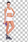 PNG Studio portrait of an attractive woman in exercise clothing carrying wieghts