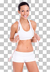 PNG Studio portrait of a fit young woman with a measuring tape around her neck 