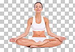 PNG Studio shot of a young woman in the lotus position 