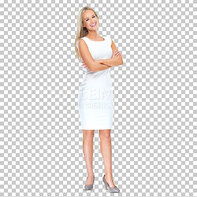 Buy stock photo Portrait, entrepreneur and woman with arms crossed, business owner and confident lady isolated against a transparent background. Face, female person and employee with happiness, png and professional