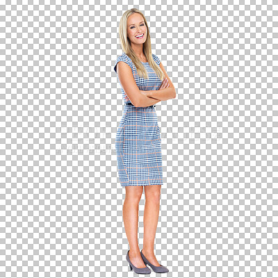 Buy stock photo Professional confidence, arms crossed or portrait of happy woman, consultant or agent confident in secretary job. Success smile, receptionist or admin person isolated on transparent, png background