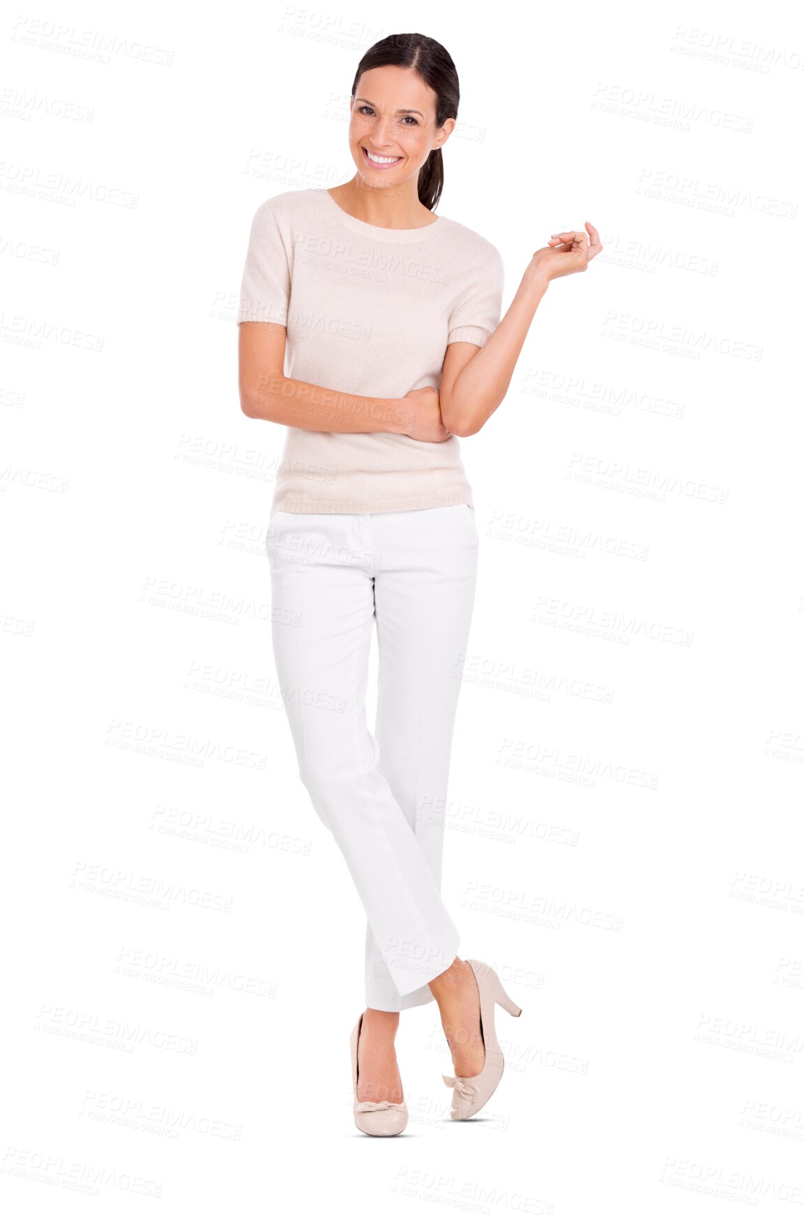 Buy stock photo Portrait, fashion and woman with a smile, casual outfit and confident lady isolated against a transparent background. Happy, female person or model with stylish clothes, happiness and trendy with png