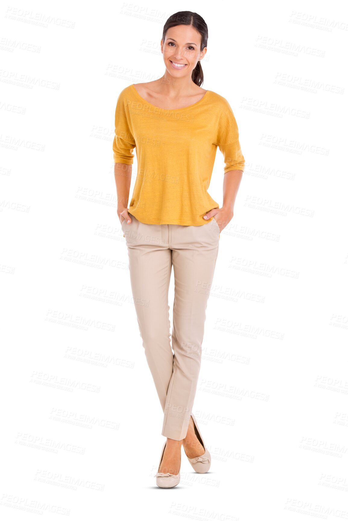 Buy stock photo Portrait, smile and fashion with a model woman isolated on a transparent background for designer style. Happy, confident and carefree with a trendy female person in fashionable clothes on PNG