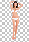 PNG Full length studio shot of a beautiful brunette model in a bikini 