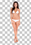 PNG A young woman wearing a white bikini standing in front 