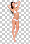 PNG Studio shot of a beautiful brunette model in a bikini