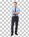 PNG of a Full body of an ambitious young businessman crossing his arms 