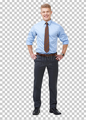 Buy stock photo Happy, salesman and portrait with success in shirt for png for isolated or transparent background. Employee, smile and professional male with career, job and confidence of positive young worker
