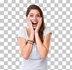 PNG of  Portrait of a gorgeous young surprised woman