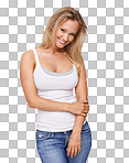 PNG of a beautiful young woman looking shyly at the camera