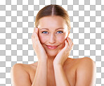 PNG Studio portrait of an attractive model touching her cheeks